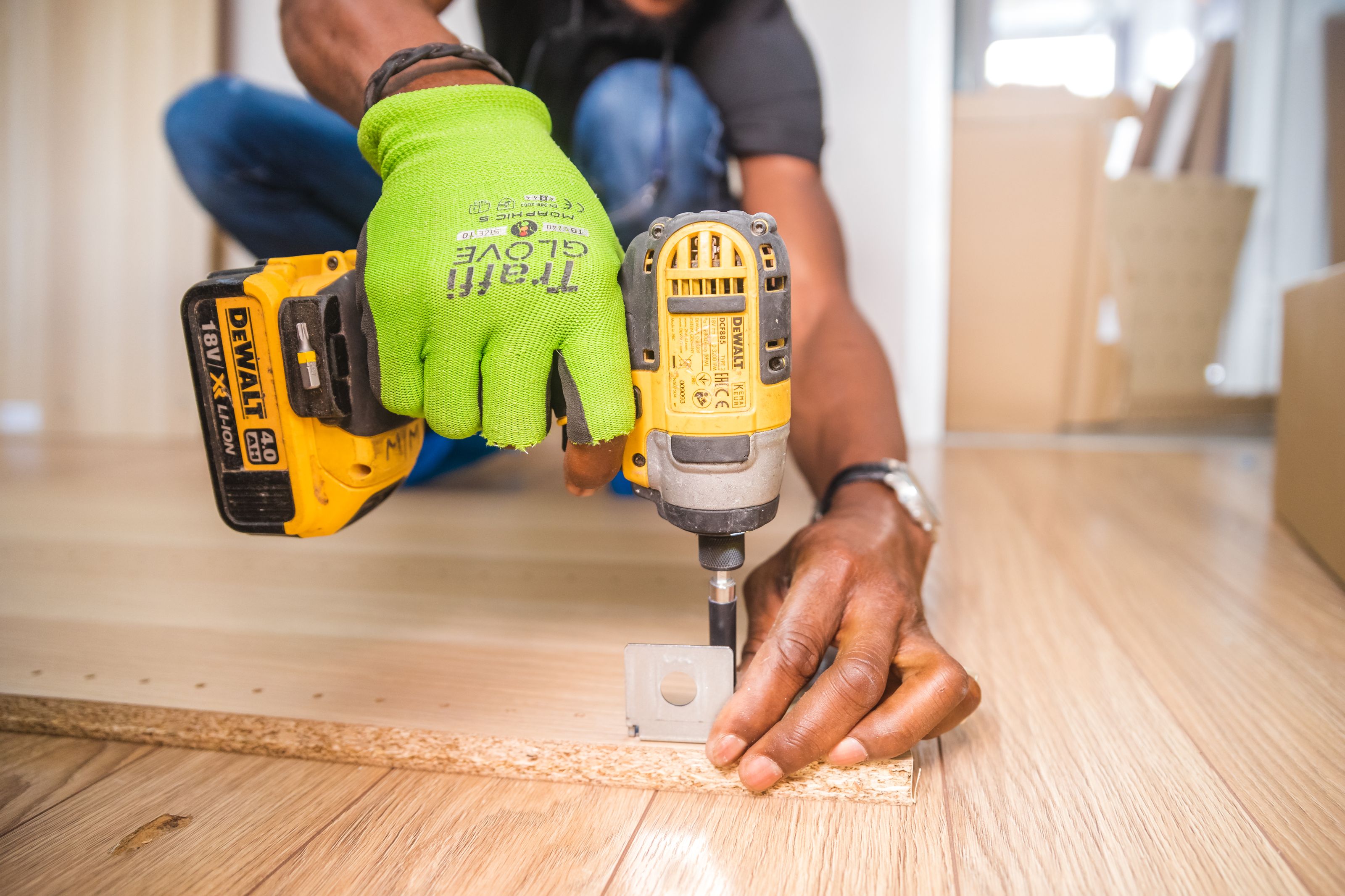 Painter at work in a London home